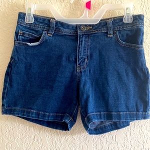 Denim mid shorts